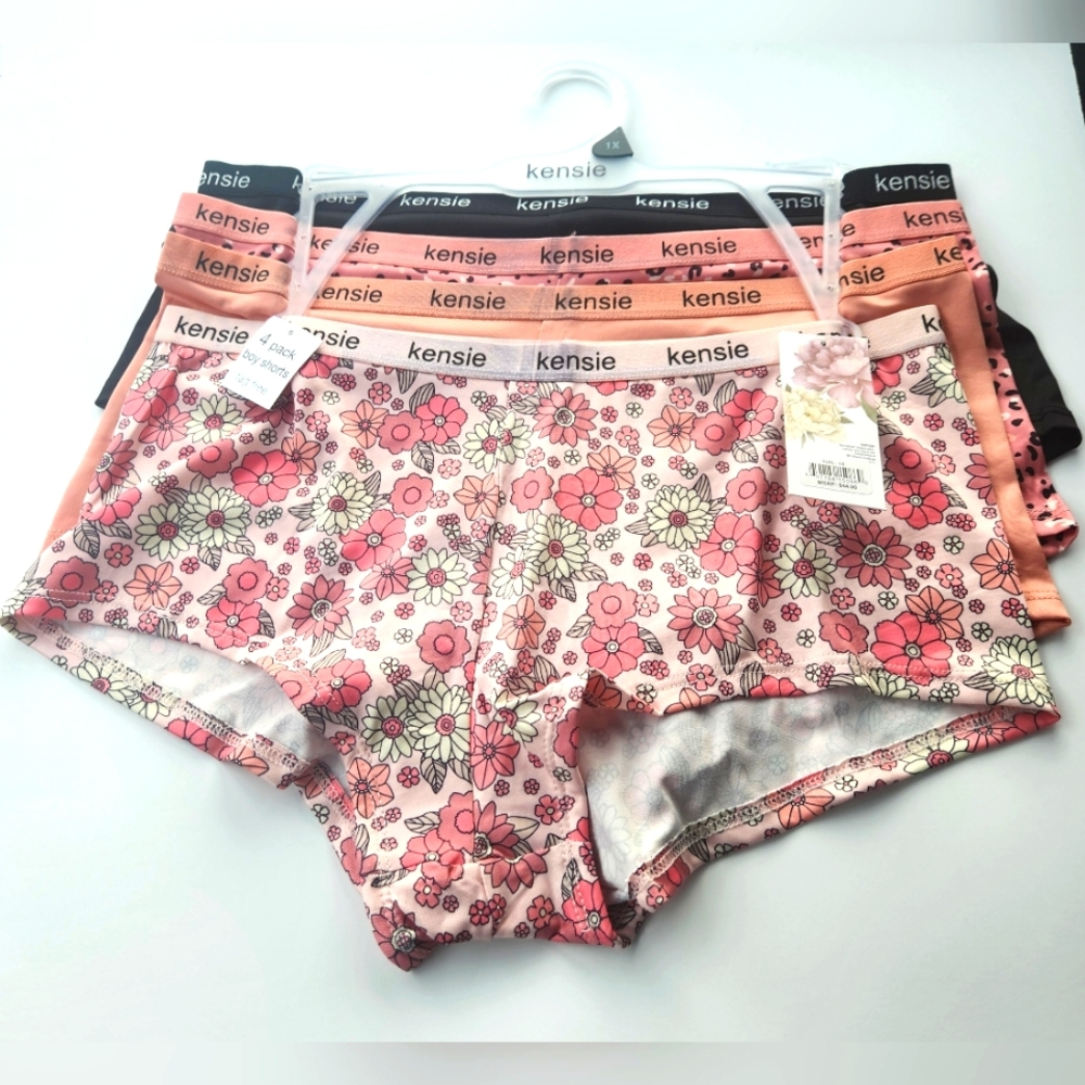 Kensie 4 pack boy shorts panty plus size tag free 1x 2x underwear women